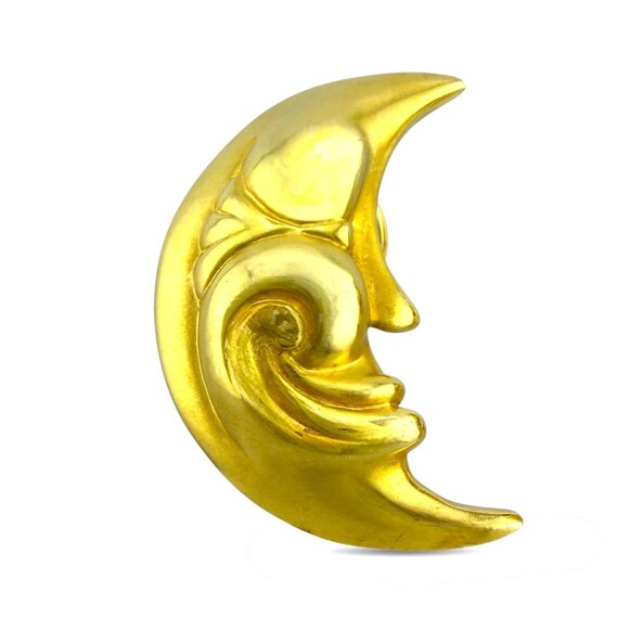 14K Yellow Gold Sun and Moon Sculpted earrings View 3