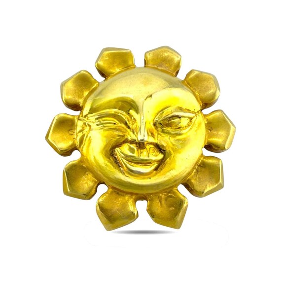 14K Yellow Gold Sun and Moon Sculpted earrings View 2