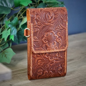 Cartera cruzada, cartera de viaje, cartera tipo funda para teléfono, bolso de hombro, regalo para ella, regalo para él, regalo para mamá, regalo para novia, cartera de cuero
