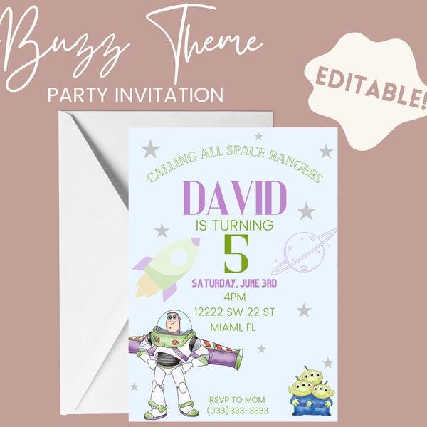 Buzz - Bearbeitbare Party Einladung