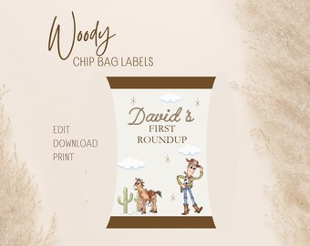 Woody - Etiquetas para bolsas de papas fritas