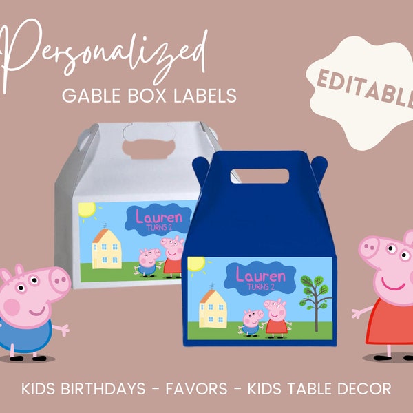 Peppa and George - Favor Box Labels