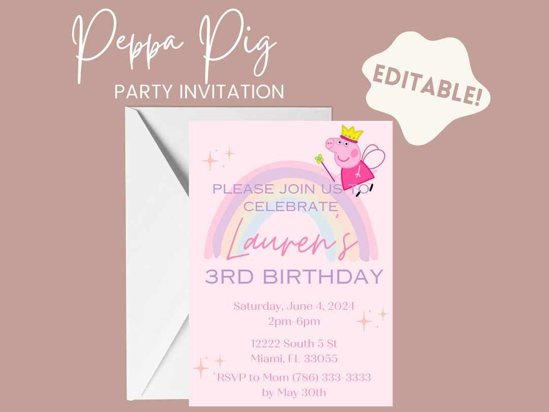 Peppa Pig Editable Party Invitation - Etsy