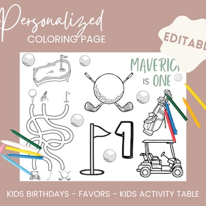 Golf Theme - Personalized Coloring Page
