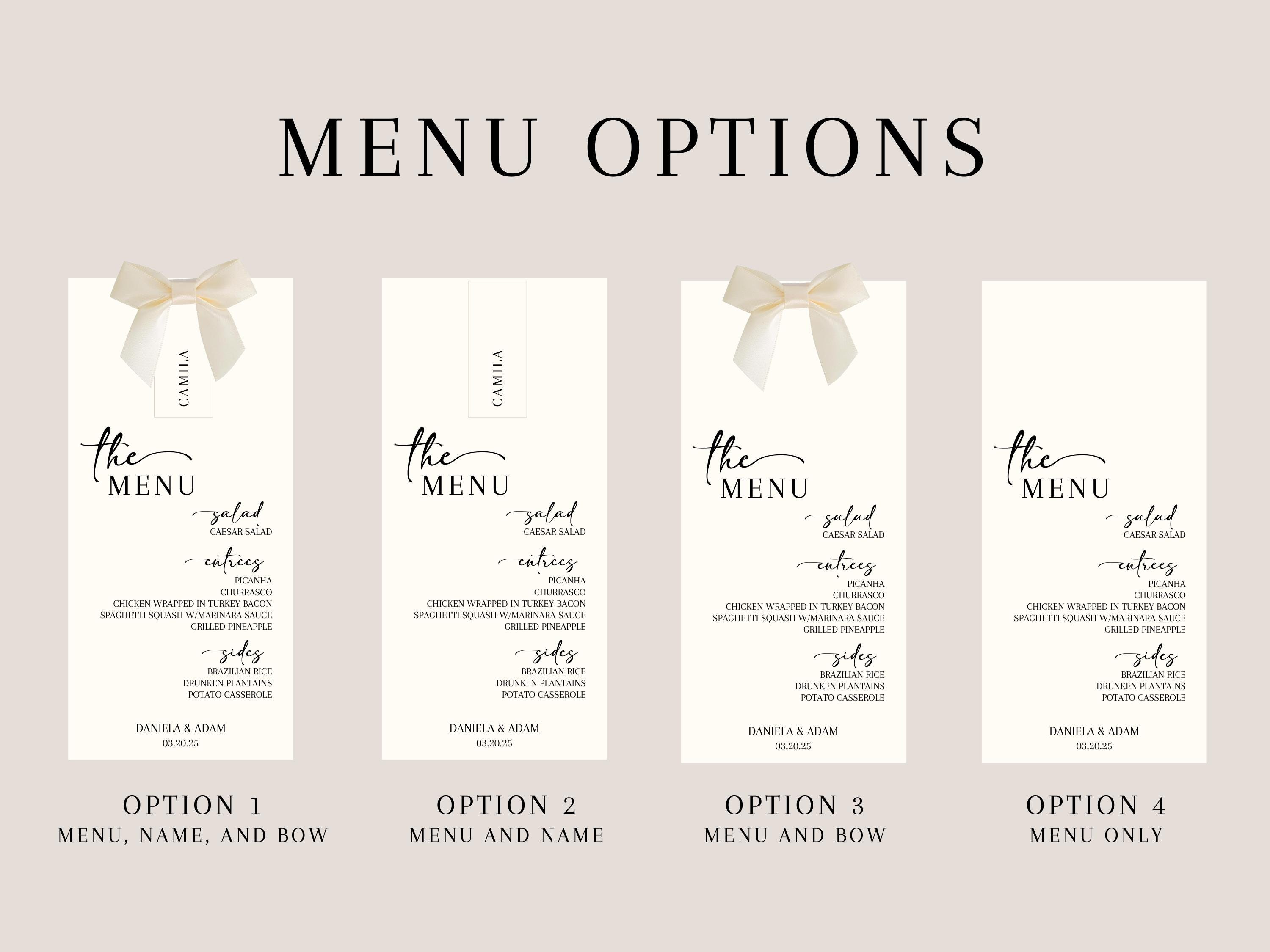 Elegant Wedding Menu Place Cards With Guest Names - Etsy