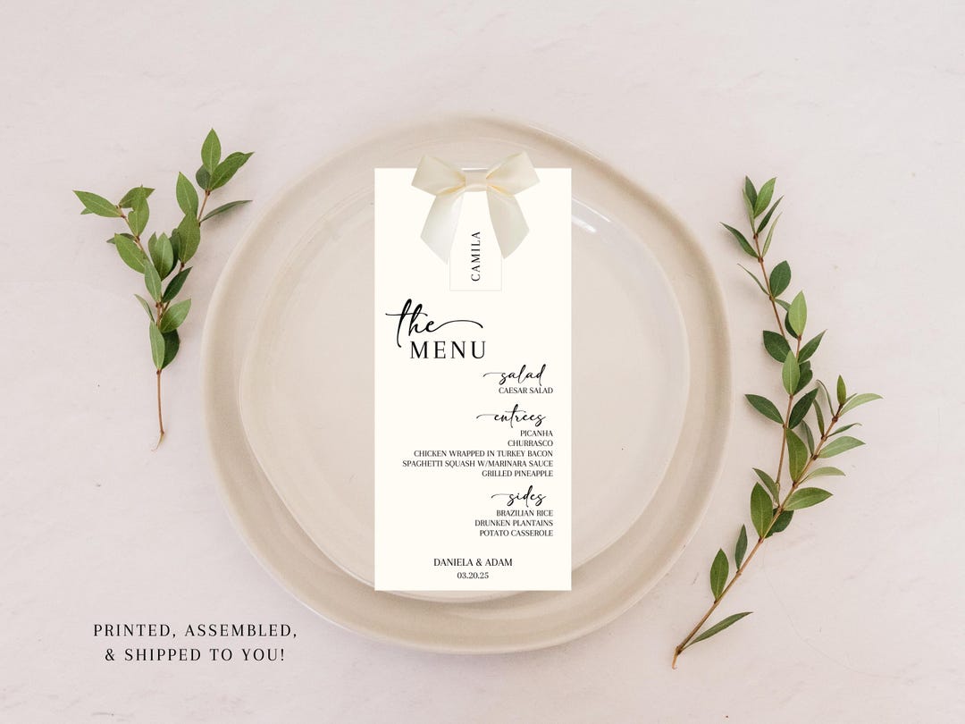 Elegant Wedding Menu Place Cards With Guest Names - Etsy
