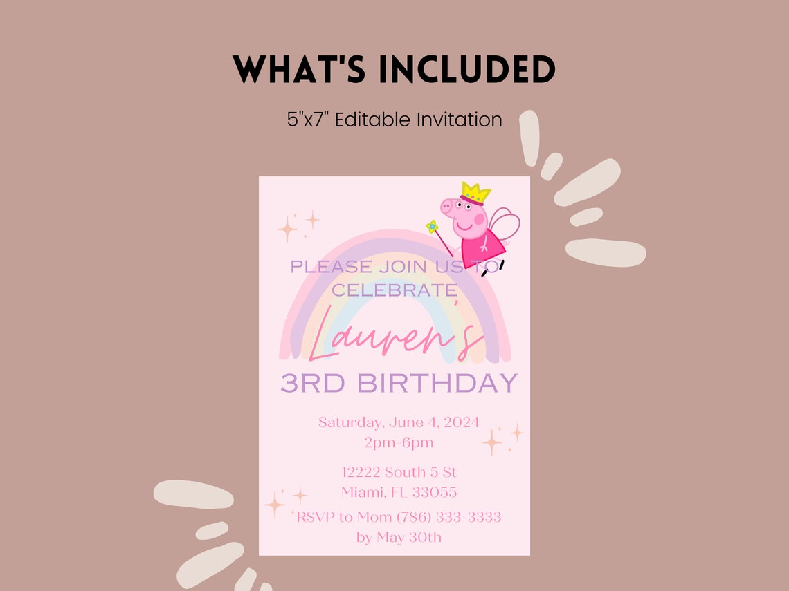 Peppa Pig Editable Party Invitation - Etsy