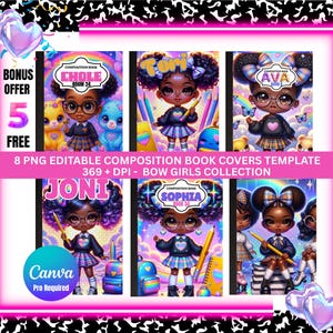 School Composition Notebook Covers: Editable Canva Pro Templates (Digital Download