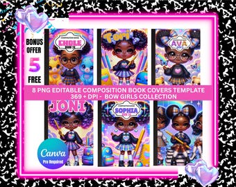 School Composition Notebook Covers: Editable Canva Pro Templates (Digital Download