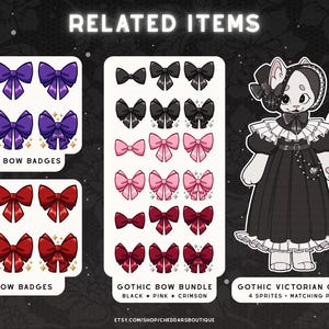 Insignias de suscriptor con lazo negro / Paquete de recursos para roles de Discord góticos e iconos de Twitch imagen 4