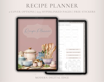 Digitaal receptenboek voor GoodNotes, Notability | Digitaal iPad-receptendagboek | Digitale maaltijdplanner | Receptenboek sjabloon | Digitaal kookboek