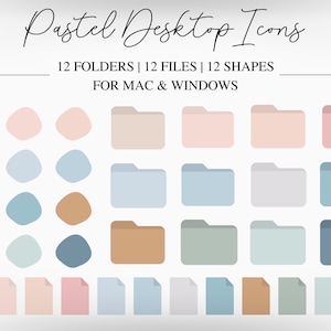 Pastel desktop folder icons | desktop icons for Mac | icons for windows | Aesthetic desktop folder icons | minimalist desktop aesthetic