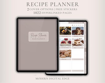 Recetario digital para GoodNotes y Notability / Diario de recetas digital para iPad / Planificador de comidas digital / Plantilla de recetario / Libro de cocina digital