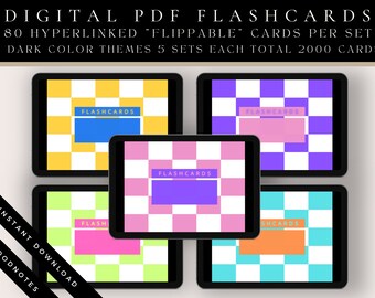 Tarjetas digitales temáticas a cuadros / Tarjetas de índice de estudio / Tarjetas de sistema estudiantil / Tarjetas universitarias / Tarjetas de aprendizaje para estudiantes / Tarjeta académica