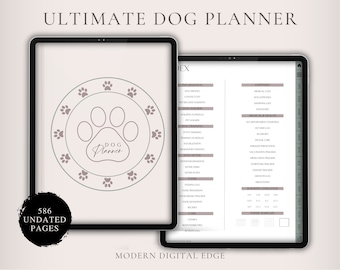 digital dog planner, dog care organizer, all in one digital pet planner, dog health tracker, dog training tracker, dog care bundle, pet care