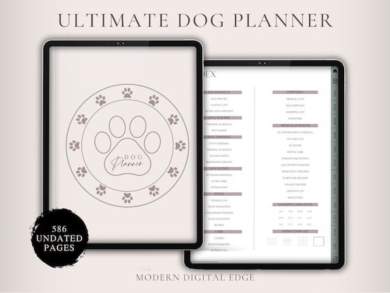 digital dog planner, dog care organizer, all in one digital pet planner, dog health tracker, dog training tracker, dog care bundle, pet care