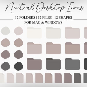 Desktop folder icons | neutral icons | icons for Mac | icons for windows | Aesthetic desktop folder icons | Minimalist desktop aesthetic