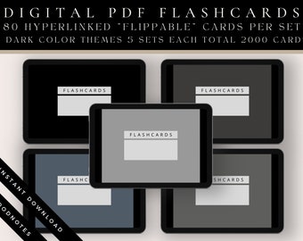 Tarjetas digitales de temática oscura / Tarjetas de índice de estudio / Tarjetas de sistema estudiantil / Tarjetas universitarias / Tarjetas de aprendizaje para estudiantes / Planificador académico