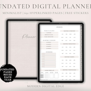 Undated digital planner | 2025 digital planner | neutral planner | minimalist digital planner | digital planner portrait | dated planner