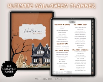 Planificador de Halloween Boo-tiful ¡Planifique fiestas, disfraces y decoración con facilidad! Planificador digital de temporada de Halloween para organizar trucos y dulces