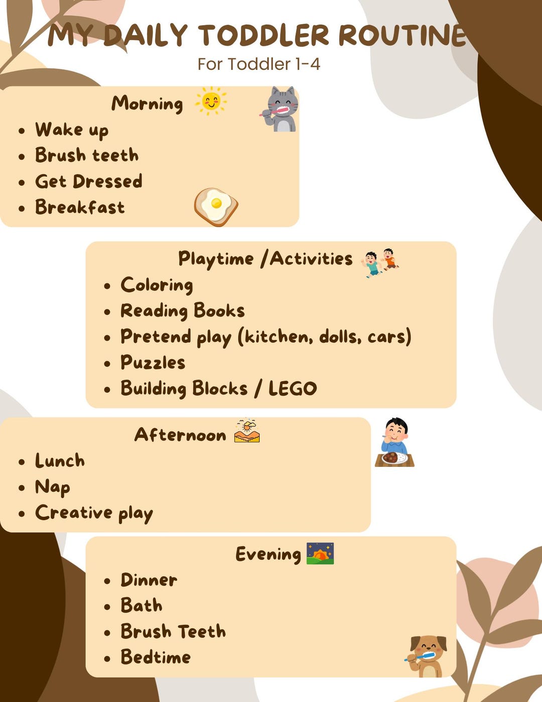 Editable Toddler Daily Routine Chart | Kids Visual Schedule | Printable ...