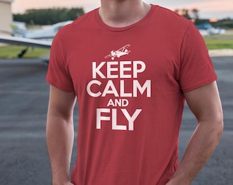 Keep Calm and Fly Unisex Jersey Short Sleeve Tee - Inspirational Quote T-Shirt, Aviation Lover Gift, Pilot Shirt, Pilot T Shirt