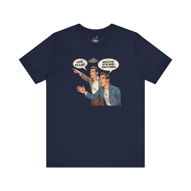 Worst Quality Camera UFO T-Shirt Funny Alien Sighting Tee Blurry UFO Photo Joke Sci-Fi Conspiracy Humor Shirt Black White Red Navy Navy