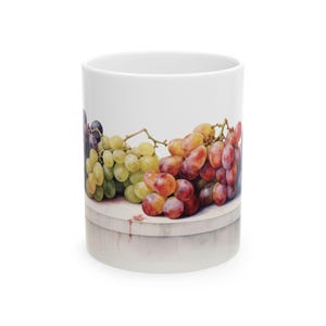 Grape Bounty, Vibrant Fruit Ceramic Mug, Grape Design, Perfect for Coffee, Tea Lovers, Gift for Foodies, Kitchen Decor, Home & Office