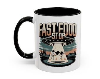 Fast Food Stop, Humorous UFO Mug.