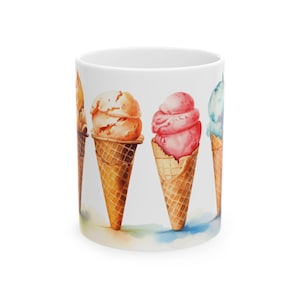 Die Eistüte Kaffeetasse, Summertime Serie Aquarell Keramik Kaffeetasse 11 Unze
