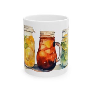 Refreshing Summer Ceramic Mug | Hand-painted Drink Artwork | Lemonade & Iced Tea | Perfect for Home or Office | Gift for Tea Lovers, Summer