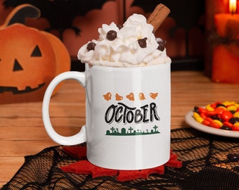 taza de regalo para halloween, fiesta de fantasmas, cerámica, regalo mes de octubre, taza de café divertida, amantes del café, te e infusión