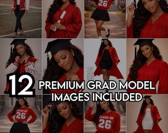 Graduation Model PNG Bundle: 12 Lifestyle Bilder (Digitaler Download)