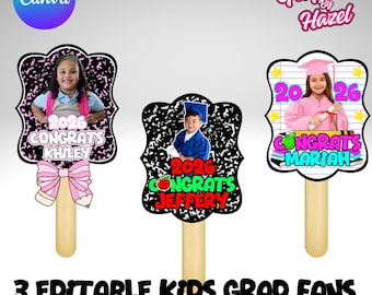 Bearbeitbare Kinder Abschlussfächer Vorlage: 2026 grad Fotorequisite (Canva Pro erforderlich, digitaler Download)