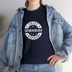 Funny Antisocial Navy Blue Shirt, Chief Introversion Officer Unisex Tee, Gift for Introvert, Sarcastic, Indoorsy, Homebody Tshirt