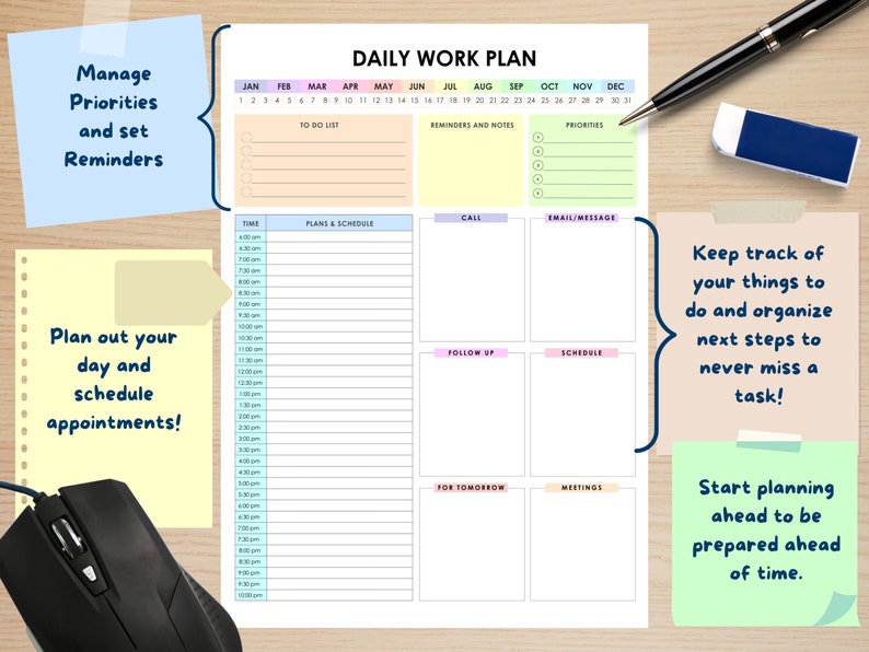 Work Planner Bundle! Office Task Tracker Printable Work Day Organizer ...