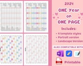 Printable 2024 Yearly Calendar annual planner template BUNDLE Year at a glance planner insert page Printable office calendar to do list page