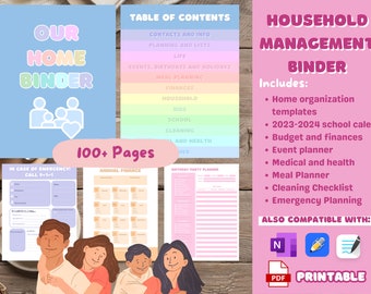 Life Binder Home management binder and Household Planner. Emergency binder ADHD planner printable and Cleaning Schedule