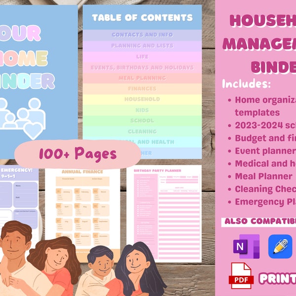 Life Binder Home management binder and Household Planner. Emergency binder ADHD planner printable and Cleaning Schedule