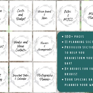 Wedding Planner Printable, Printable Bride planner, wedding binder template, wedding planning book, wedding planner organizer pages.
