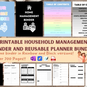 Life Binder Home management binder and Household Planner. Emergency binder ADHD planner printable and Cleaning Schedule