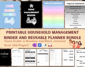 Life Binder Home management binder and Household Planner. Emergency binder ADHD planner printable and Cleaning Schedule