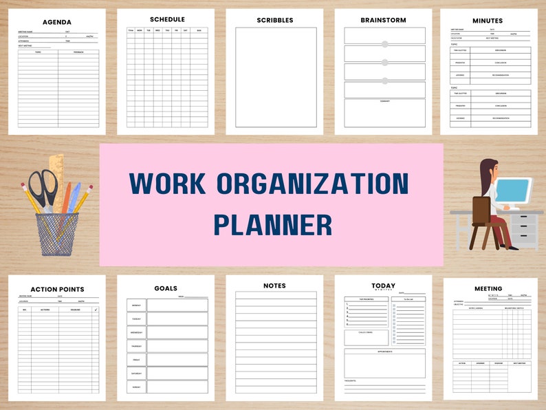 Work Planner Bundle! Office Task Tracker Printable Work Day Organizer ...