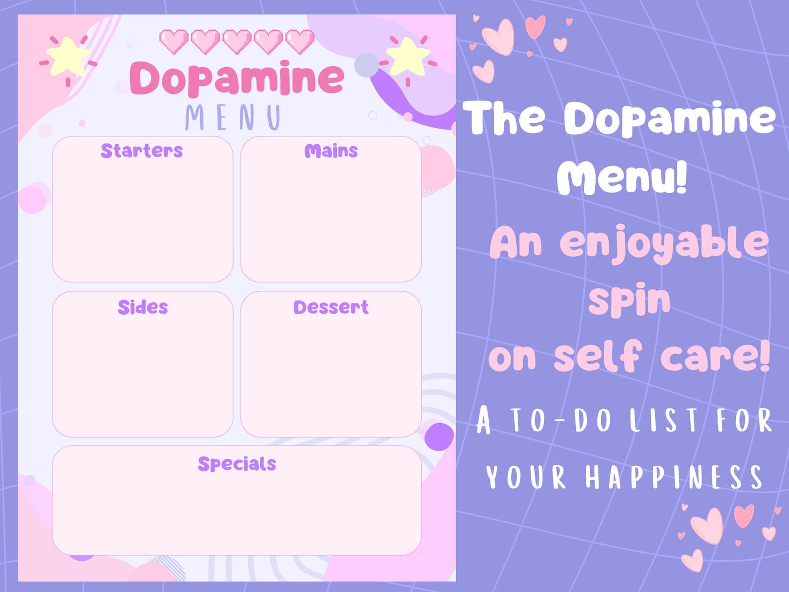 Dopamine Menu Template Printable Dopamenu ADHD Menu Self Care Dopamine Menu Template Printable Dopamenu ADHD Menu Self Care