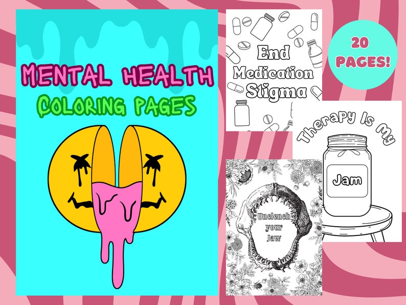 Mental Health Coloring Pages Stress Reducing Sheets Self Care Coloring ...