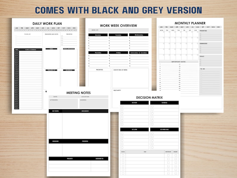 Work Planner Bundle! Office Task Tracker Printable Work Day Organizer ...