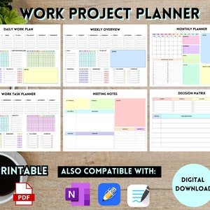 Printable Project planner Work day organizer work planner Project management task tracker for office organization Workday to do list