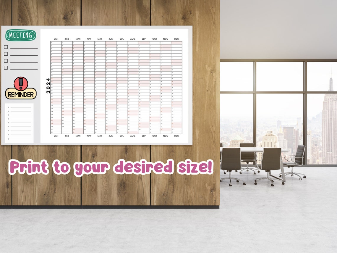 Printable 2024 Yearly Calendar Annual Planner Template BUNDLE Year at a ...