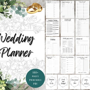 Wedding Planner Printable, Printable Bride planner, wedding binder template, wedding planning book, wedding planner organizer pages.