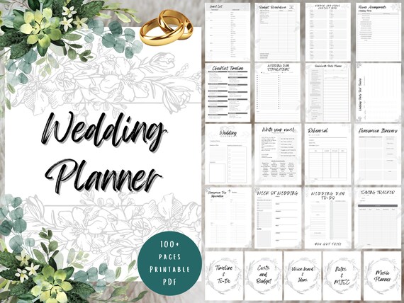 Wedding Planner Printable, Printable Bride planner, wedding binder template, wedding planning book, wedding planner organizer pages.